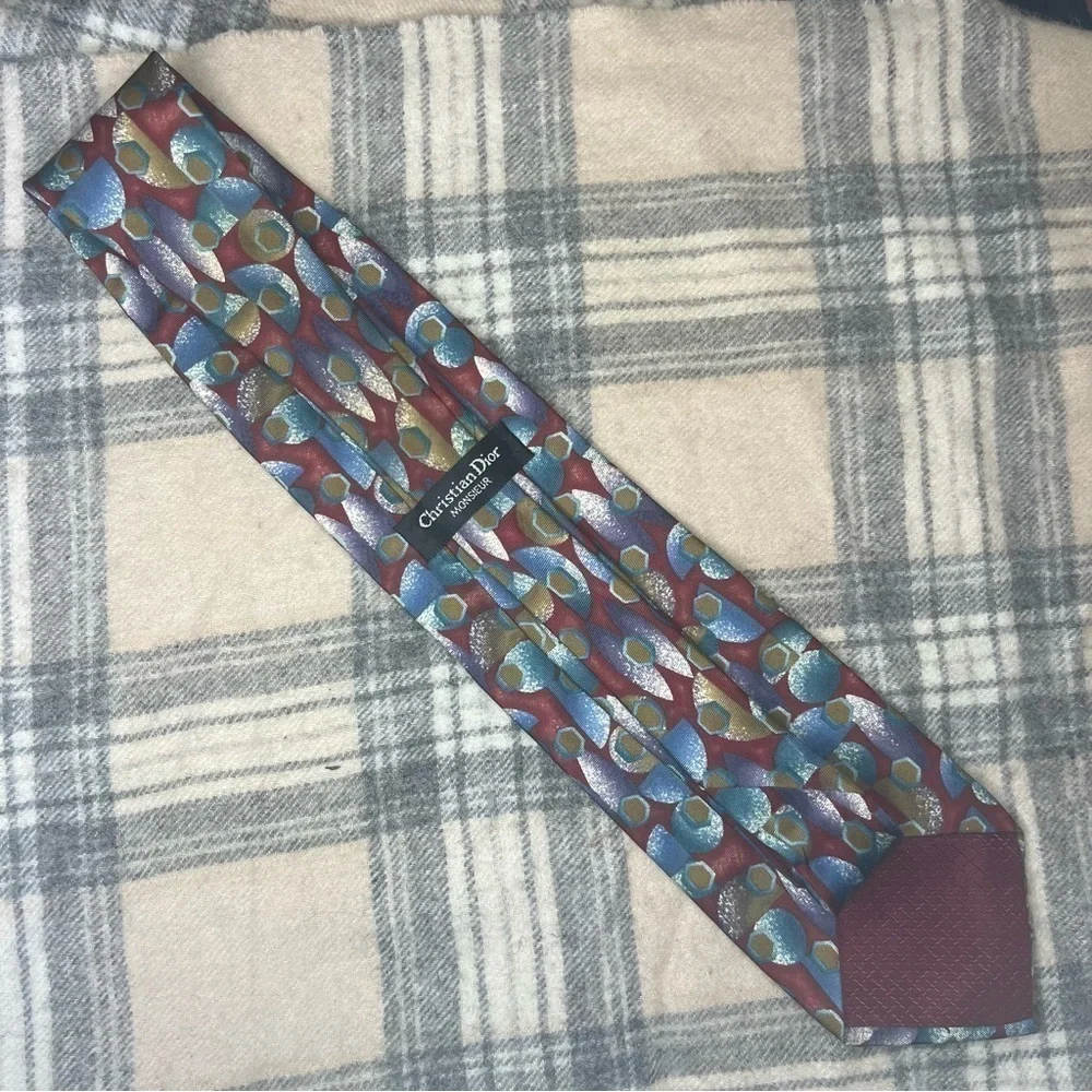 Christian Dior Hexagonal Abstract Print Neck Tie